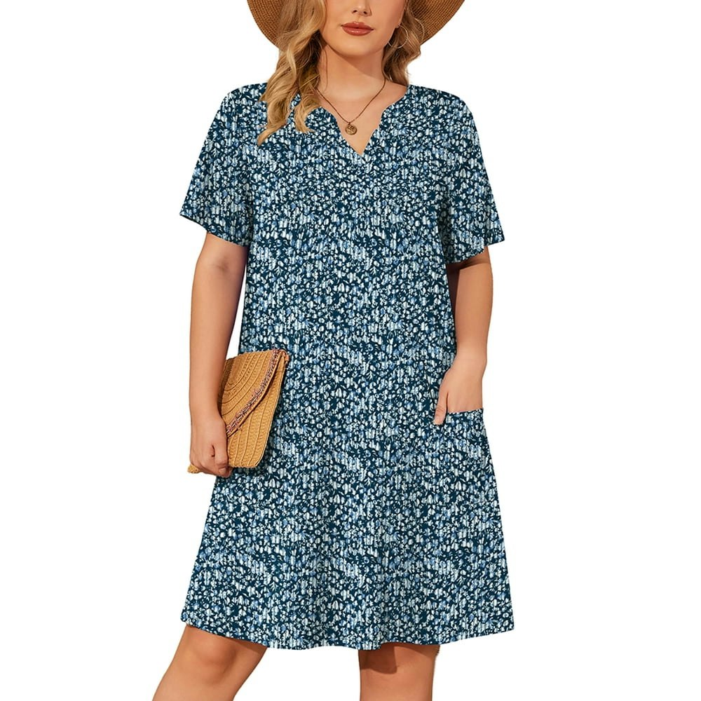 Showmall Women's V-Neck Short Summer Sundress 3X: $14.67