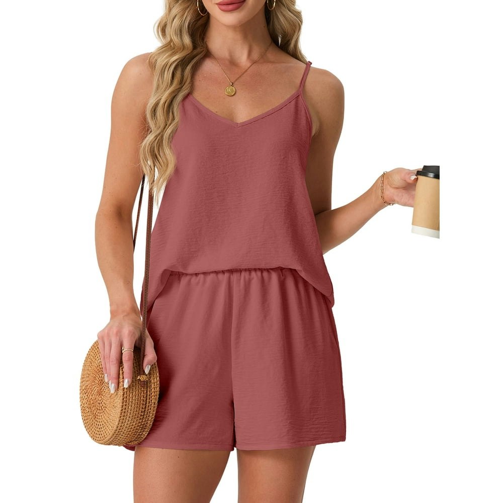 Cueply Women's 2-Piece V-Neck Tank Top and Shorts Lounge Set: $14.79 Cueply Women's 2-Piece V-Neck Tank Top and Shorts Lounge Set: $14.79