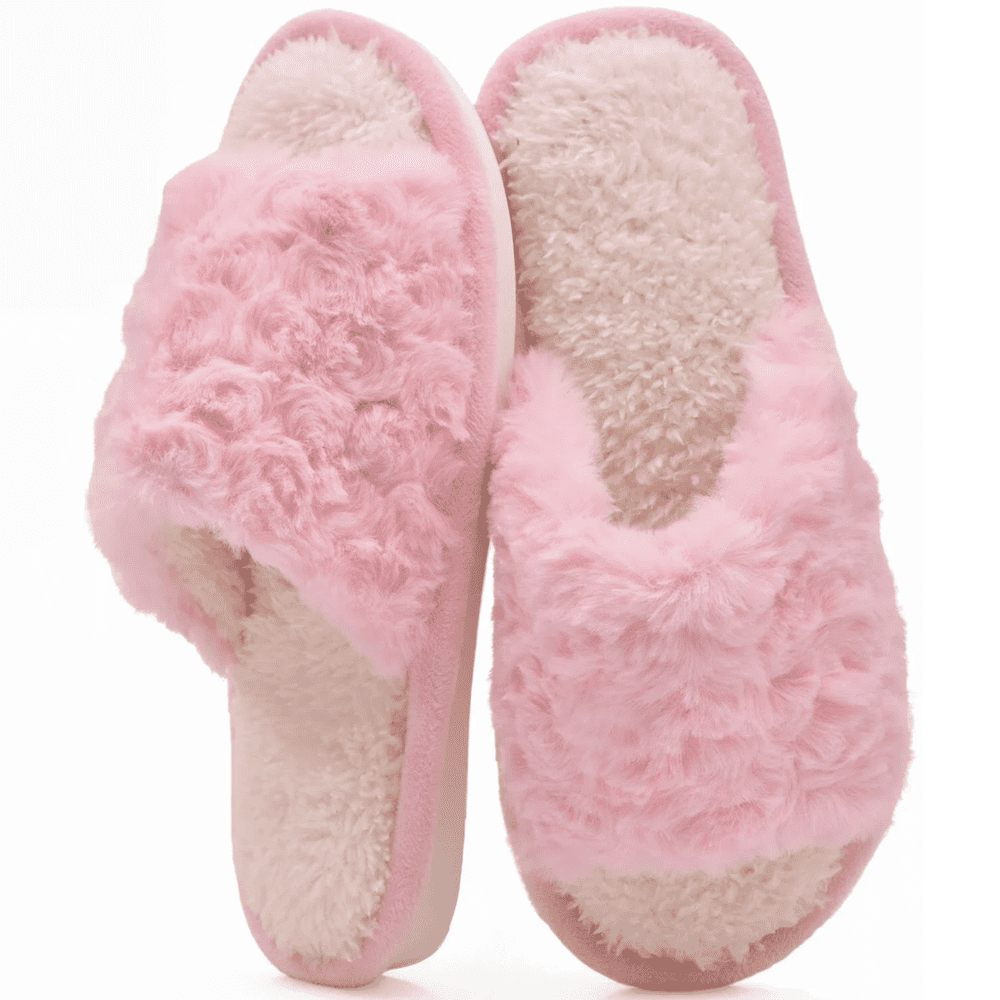 Translink Fuzzy Open Toe Memory Foam Slippers: $8.97
