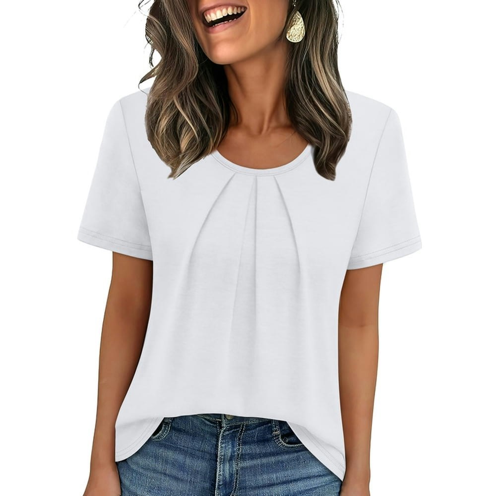 Ronuti Women's Pleated Short Sleeve Blouse: $9.99