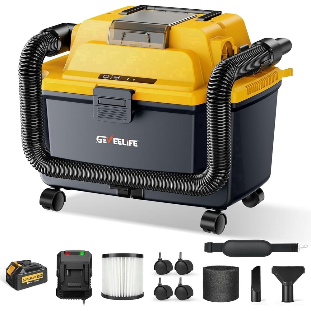 Geveelife 4.3-Gallon Cordless Wet/Dry Shop Vac: $99.99 Geveelife 4.3-Gallon Cordless Wet/Dry Shop Vac: $99.99