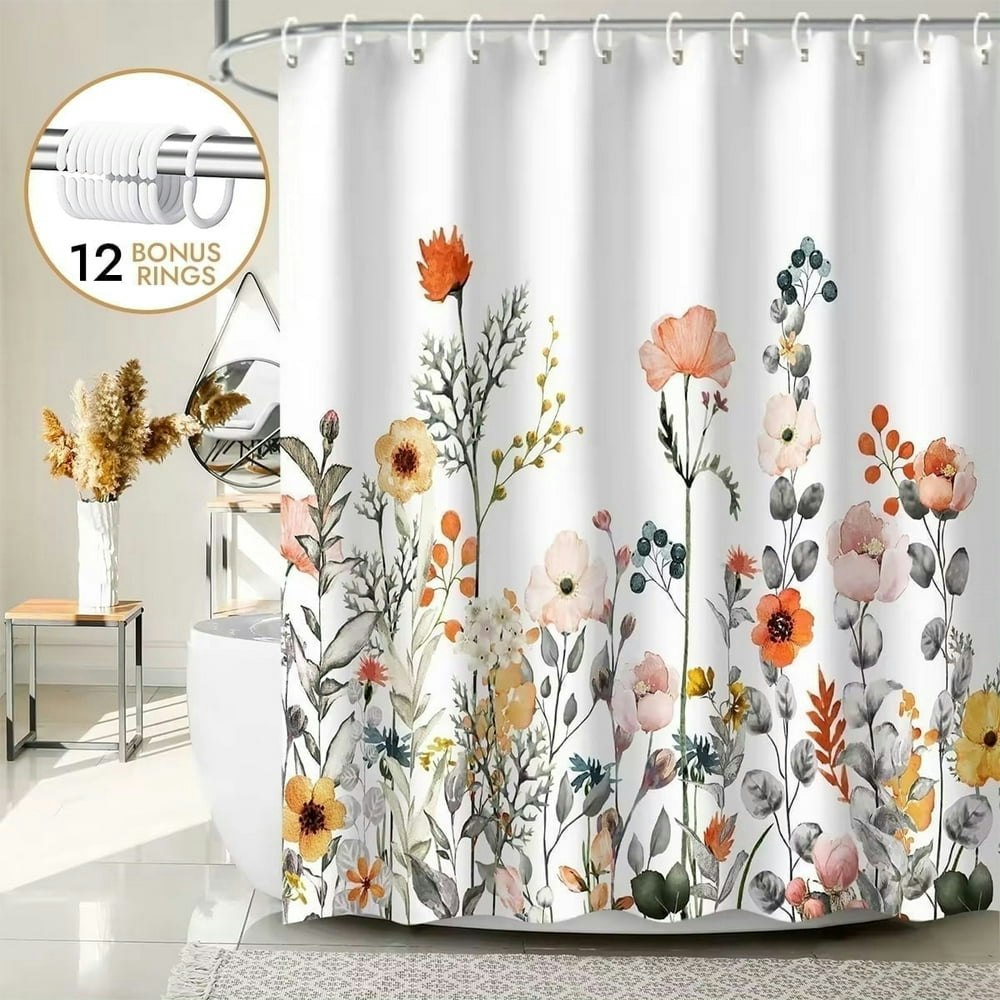 Bevtee 72” x 72” Floral Fabric Shower Curtain: $11.15 Bevtee 72” x 72” Floral Fabric Shower Curtain: $11.15