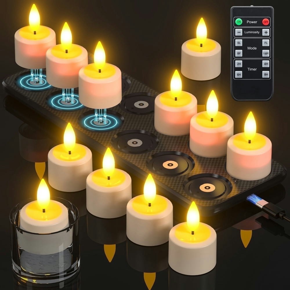 PChero 12-Pack Rechargeable Flameless Tea Light Candles: $47.99 PChero 12-Pack Rechargeable Flameless Tea Light Candles: $47.99