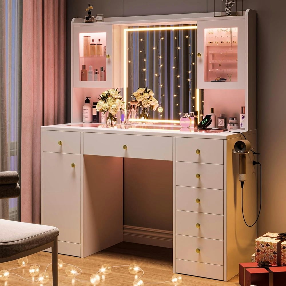 iPormis Vanity Desk with Mirror and Lights: $167.92 iPormis Vanity Desk with Mirror and Lights: $167.92