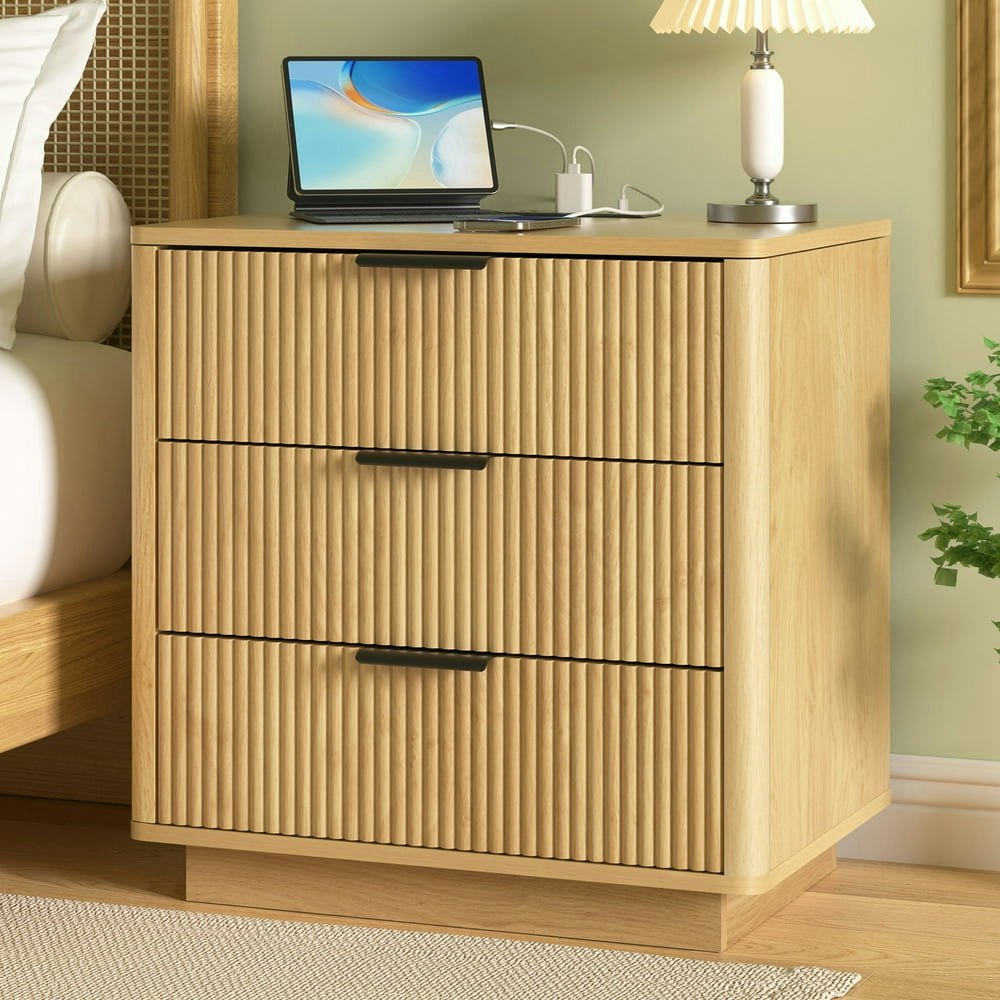 Hommpa 3-Drawer Fluted Nightstand: $89.86
