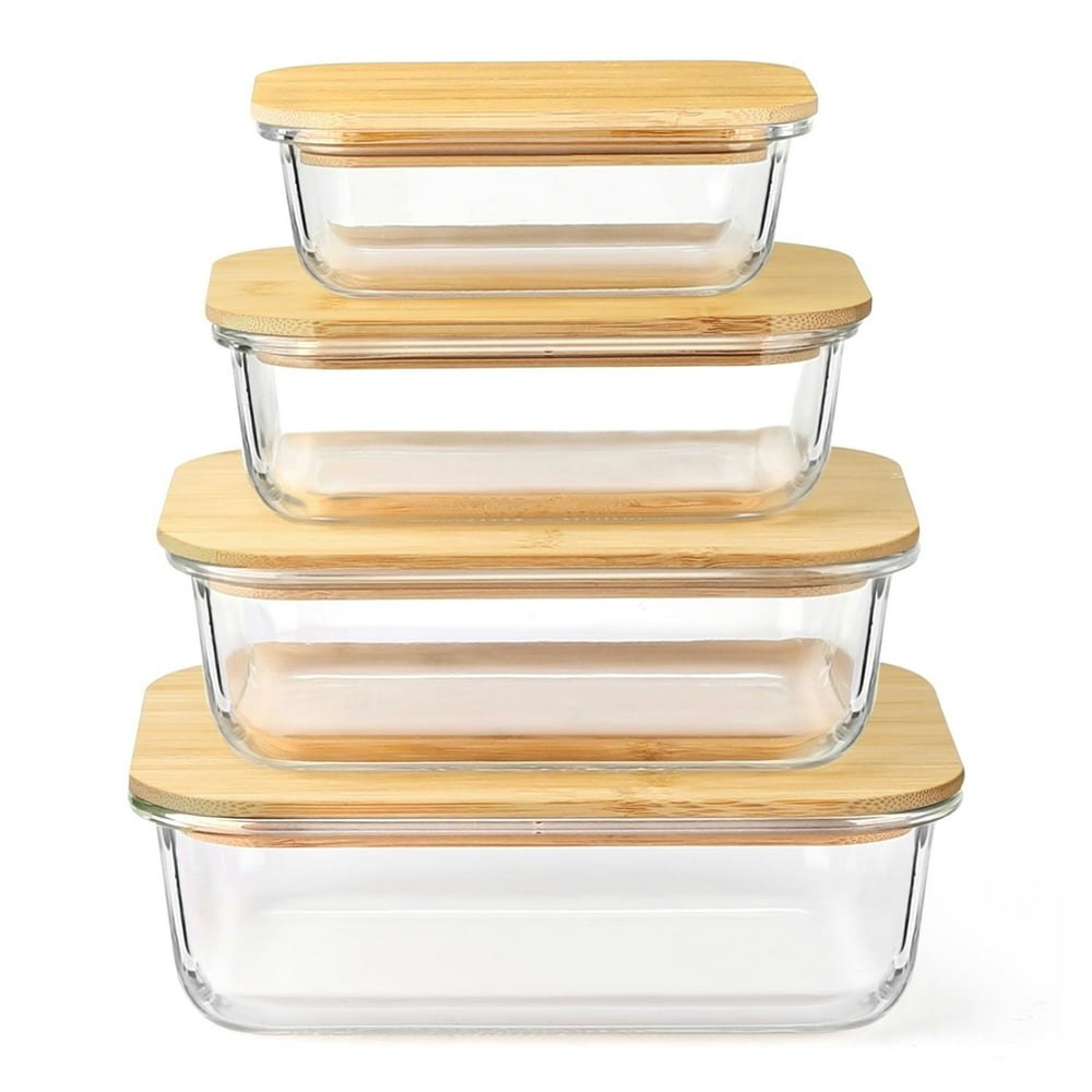 Glass Food Storage Containers with Bamboo Lids 8-Pack: $22.48