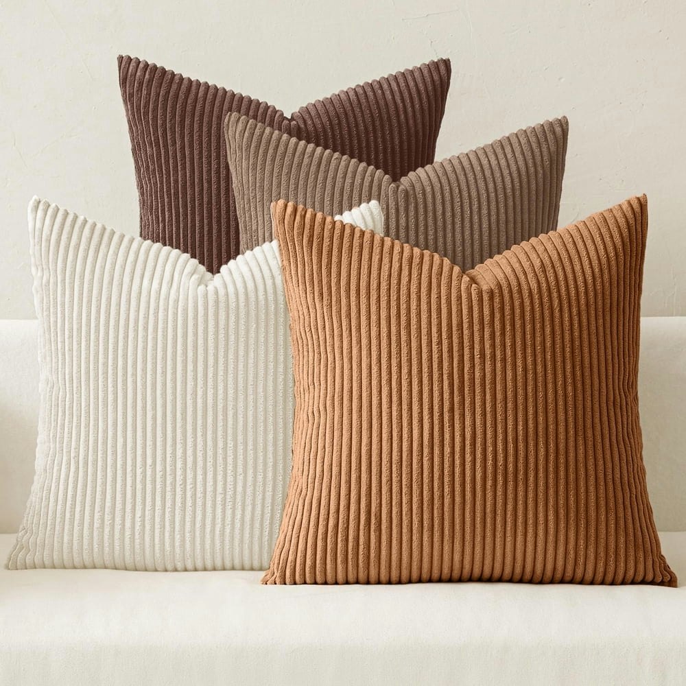 Lomyolo 18" x 18" Corduroy Throw Pillow Covers 4-Pack: $19.89