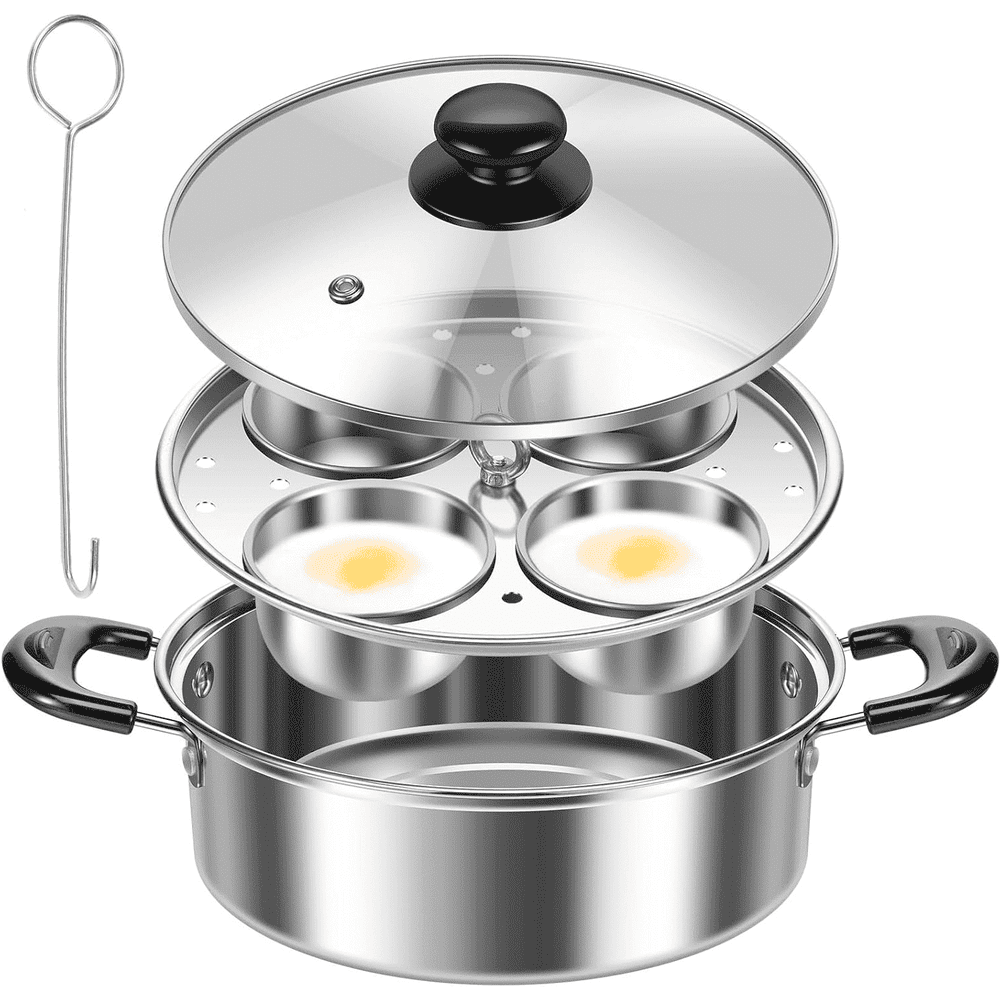 Ihvewuo 4-Cup Stainless Steel Egg Poacher Pan: $18.99 Ihvewuo 4-Cup Stainless Steel Egg Poacher Pan: $18.99