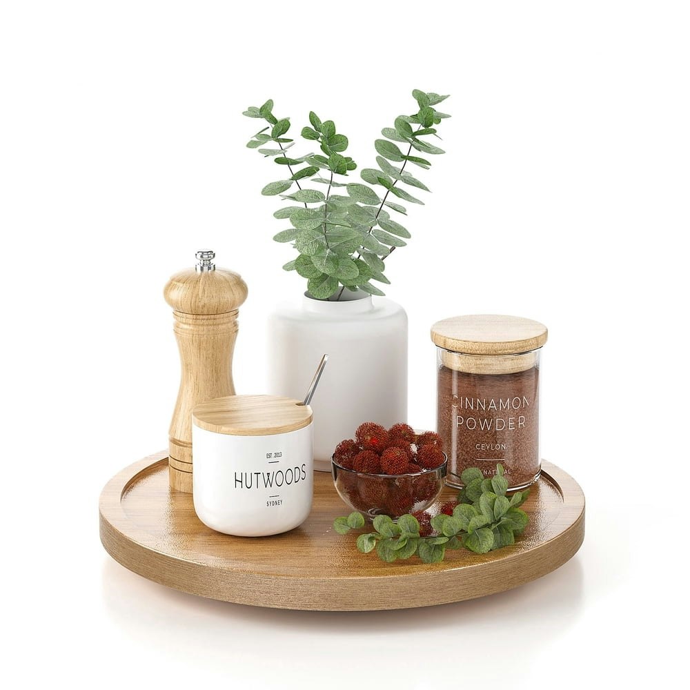 Lamu 9-inch Wooden Lazy Susan Turntable Organizer: $10.09