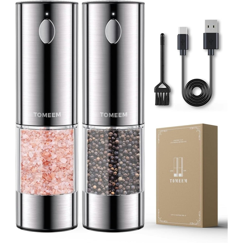 Rechargeable Electric Salt and Pepper Grinder Set: $39.99 Rechargeable Electric Salt and Pepper Grinder Set: $39.99