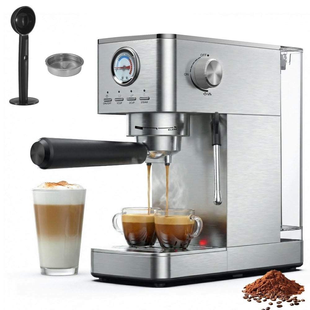 15-Bar Espresso Machine with Milk Frother: $62.99