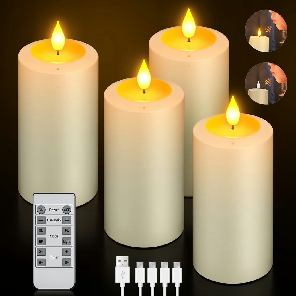 PChero Rechargeable LED Flameless Pillar Candles 4-Pack: $28.79 PChero Rechargeable LED Flameless Pillar Candles 4-Pack: $28.79