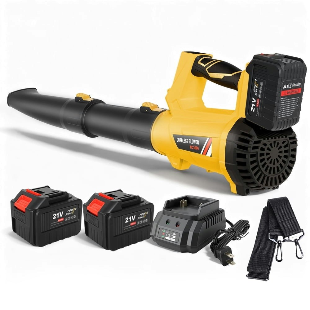 21V 6-Speed Cordless Leaf Blower with 2 Batteries and Charger: $59.79