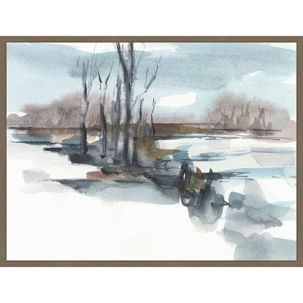 30" x 23" Amanti Art Winter Stream Watercolor II Framed Canvas Wall Art: $115.99 30" x 23" Amanti Art Winter Stream Watercolor II Framed Canvas Wall Art: $115.99