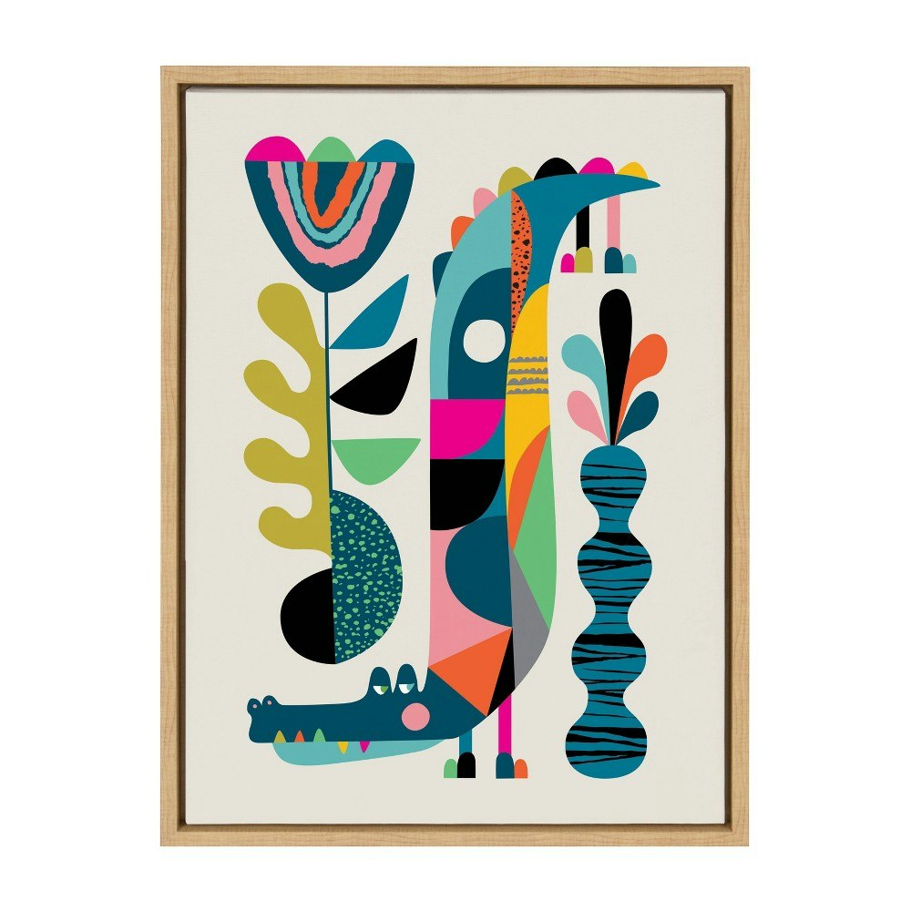 Kate and Laurel 18" x 24" Sylvie Mid Century Crocodile Framed Canvas Wall Art: $54.99 Kate and Laurel 18" x 24" Sylvie Mid Century Crocodile Framed Canvas Wall Art: $54.99