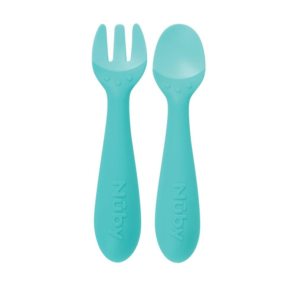 Nuby Silicone Easy Grip Fork and Spoon Set 2-Pack: $6.29