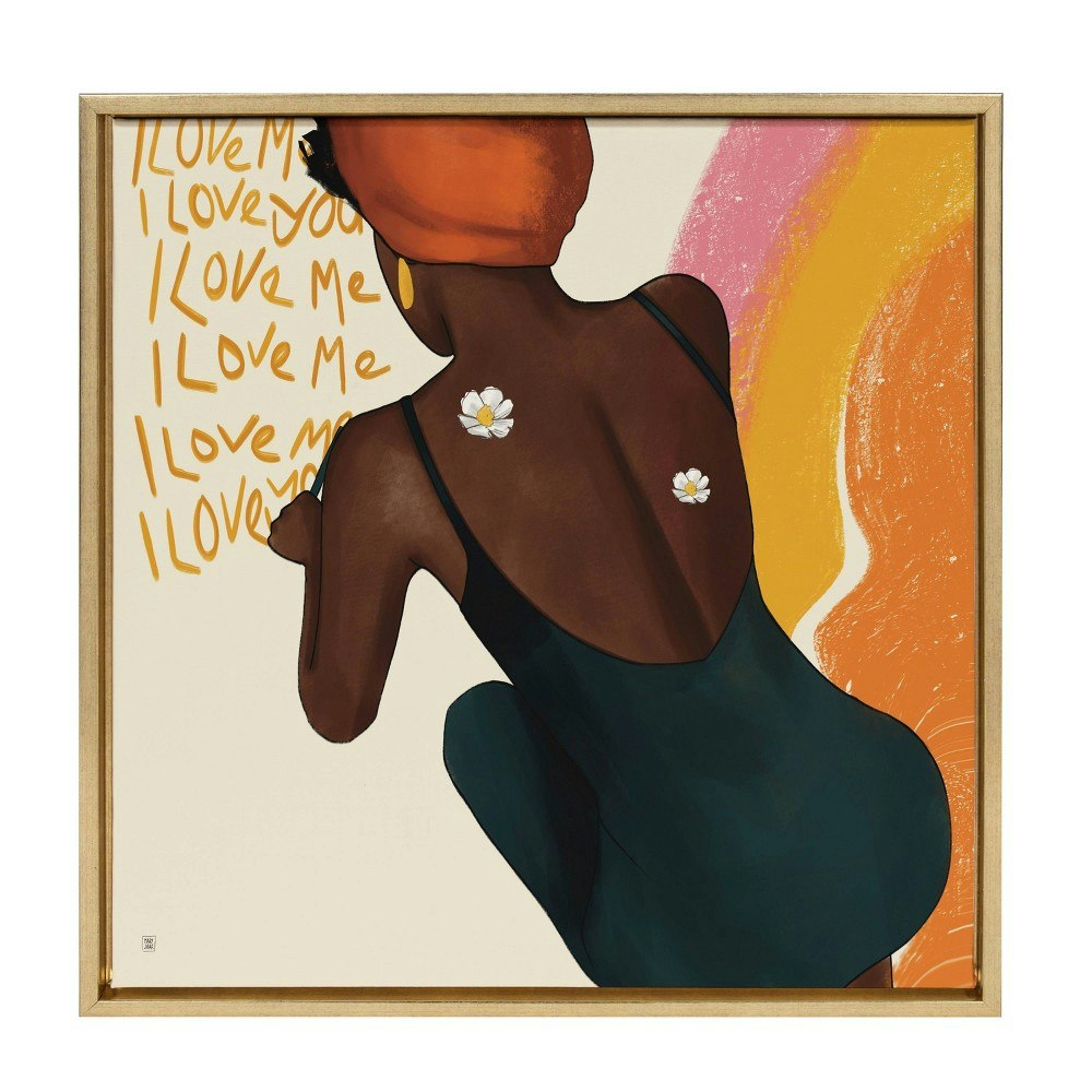 Kate & Laurel Sylvie 22" x 22" I Love Me I Love You Framed Wall Canvas: $64.99 Kate & Laurel Sylvie 22" x 22" I Love Me I Love You Framed Wall Canvas: $64.99