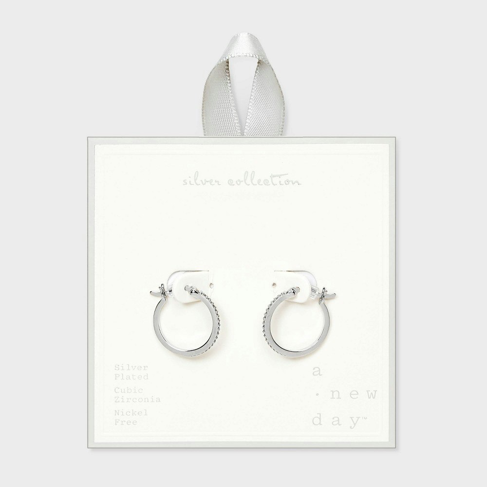 Silver-Plated Cubic Zirconia Pave Hoop Earrings: $19.99 Silver-Plated Cubic Zirconia Pave Hoop Earrings: $19.99