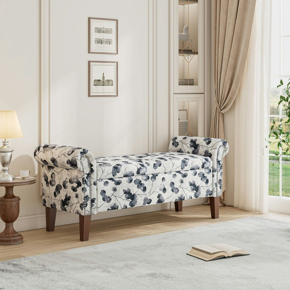Handy Living Wallen Traditional Rolled Arm Storage Bench: $260.99