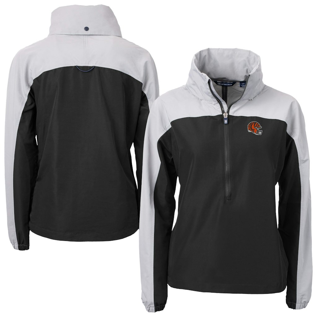 Cutter & Buck Cincinnati Bengals Women's Charter Eco Half-Zip Hooded Anorak Jacket: $109.99