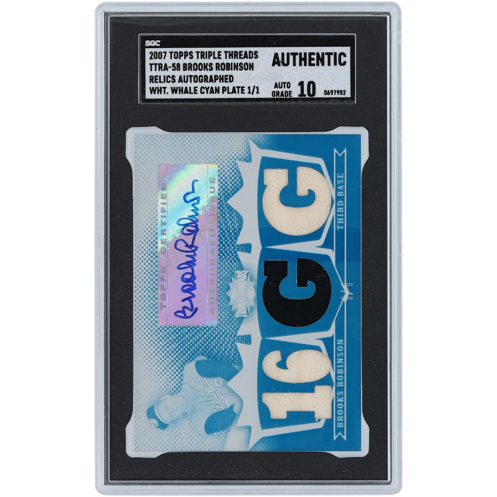 Brooks Robinson Baltimore Orioles Autographed 2007 Topps Triple Threads Printing Plate Relic Card: $449.99 Brooks Robinson Baltimore Orioles Autographed 2007 Topps Triple Threads Printing Plate Relic Card: $449.99