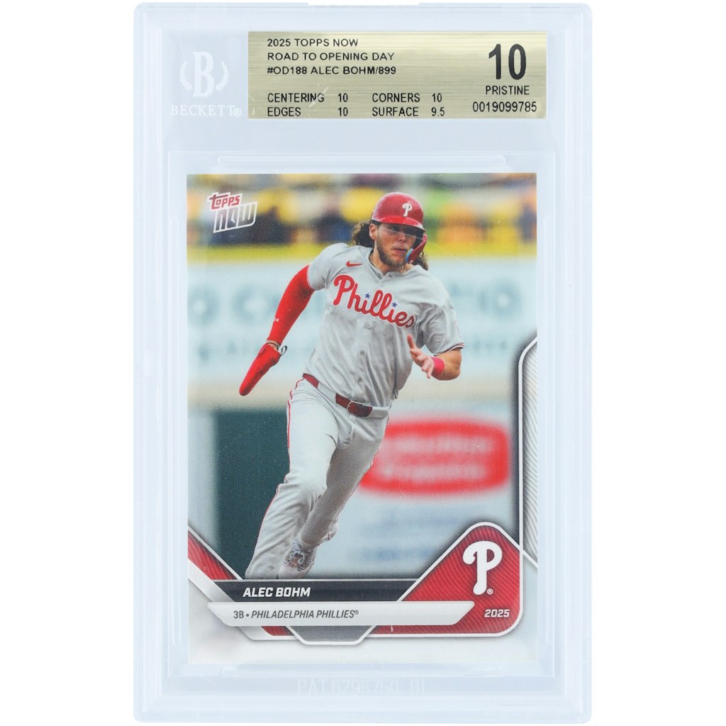 Alec Bohm Philadelphia Phillies 2025 Topps Now Road to Opening Day #OD-188 BGS 10 Authenticated Card: $69.99 Alec Bohm Philadelphia Phillies 2025 Topps Now Road to Opening Day #OD-188 BGS 10 Authenticated Card: $69.99