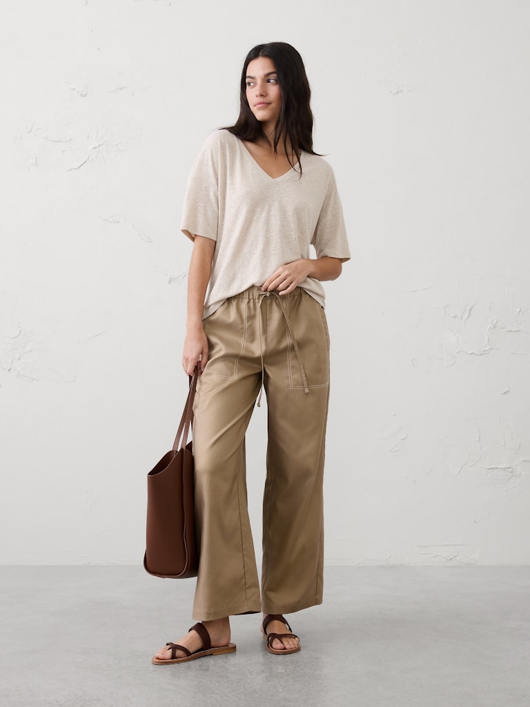 Linen-Blend V-Neck Shirt: $20 Linen-Blend V-Neck Shirt: $20