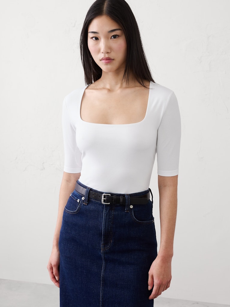 Soft Stretch Square-Neck Top: $12