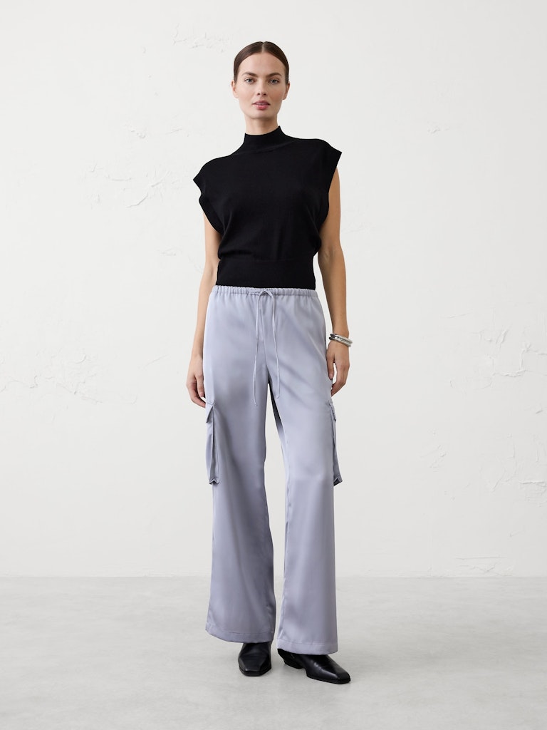 Wide-Leg Mid-Rise Satin Cargo Pants: $25.97 Wide-Leg Mid-Rise Satin Cargo Pants: $25.97