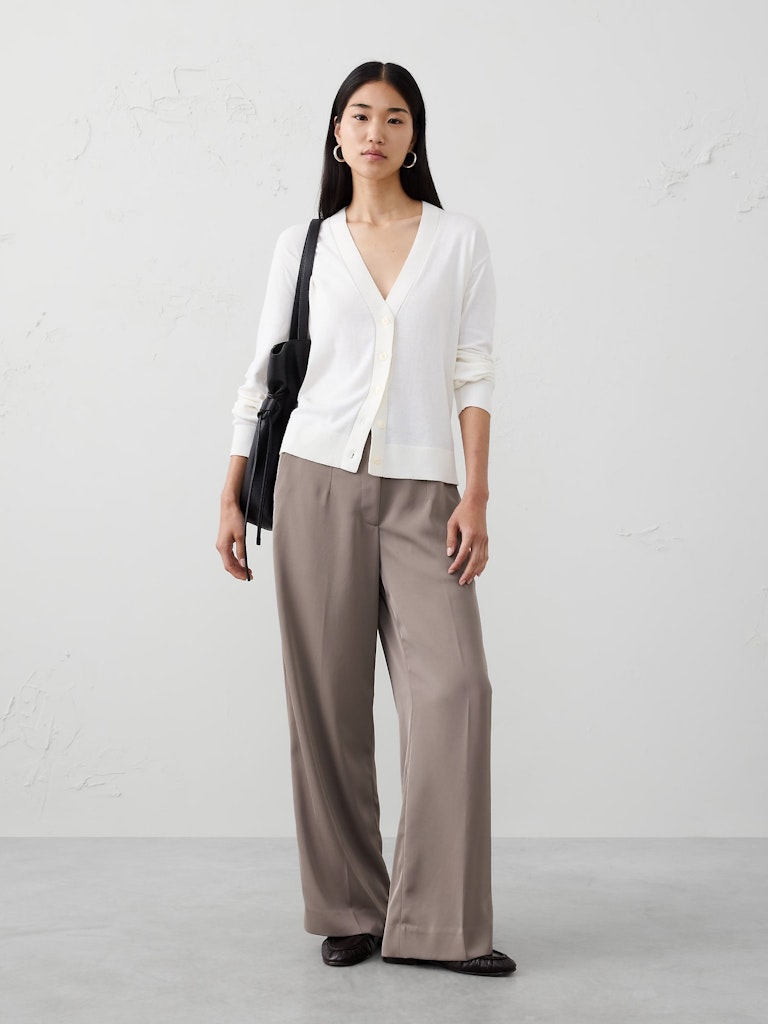 Wide-Leg High-Rise Sheen Trousers: $80.97 Wide-Leg High-Rise Sheen Trousers: $80.97