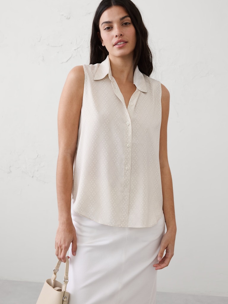Silky Collared Top: $33.97