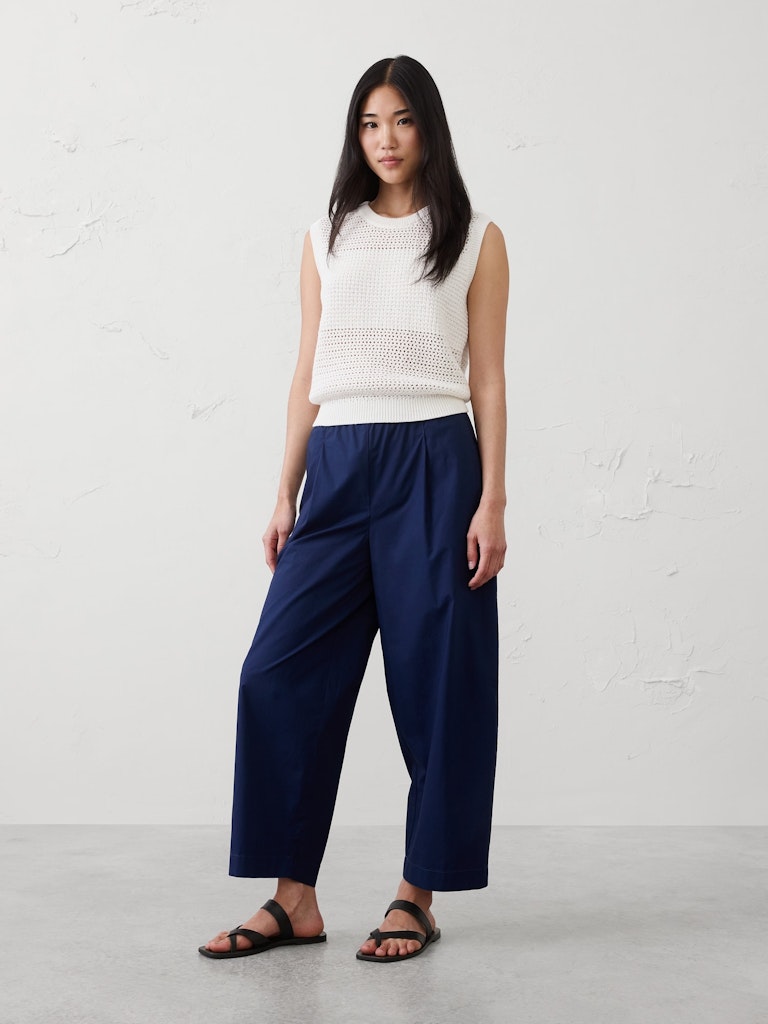 Barrel-Leg High-Rise Pull-On Cropped Pants: $40 Barrel-Leg High-Rise Pull-On Cropped Pants: $40