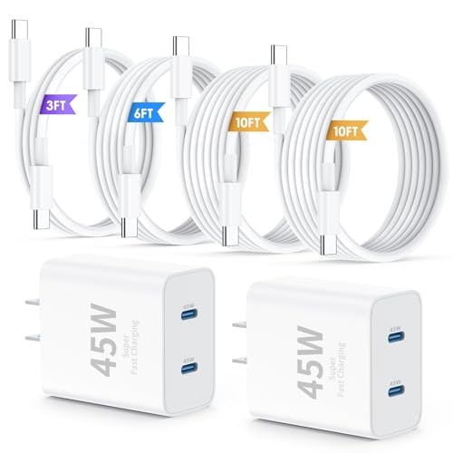 QZIIW 45W Dual Port USB C Charger 2-Pack with USB C Cables: $23.99
