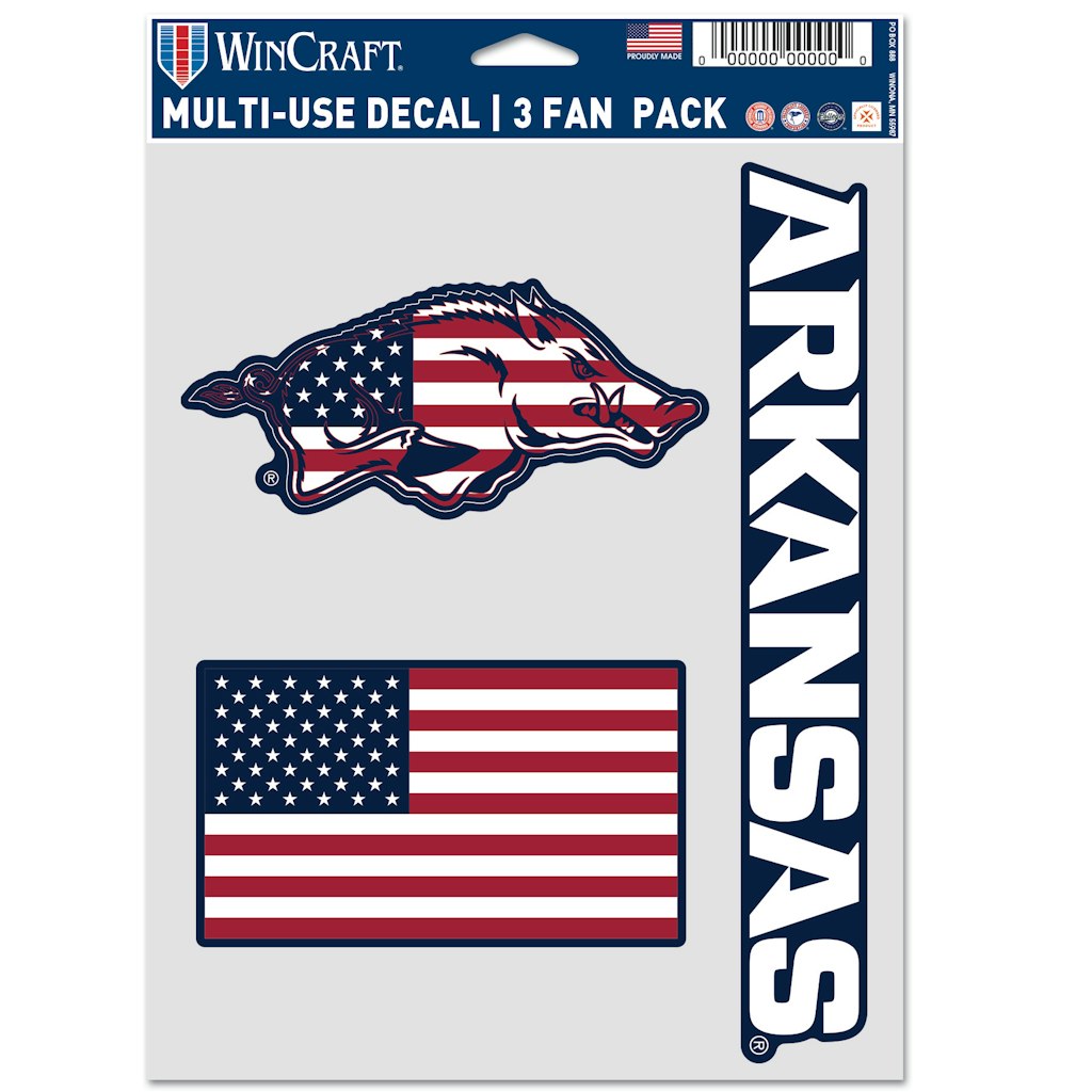 WinCraft Arkansas Razorbacks Stars & Stripes Fan Decal 3-Piece Set: $9.99