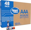 Great Value Alkaline AAA Batteries 48-Pack for $13 + free shipping w/ $35