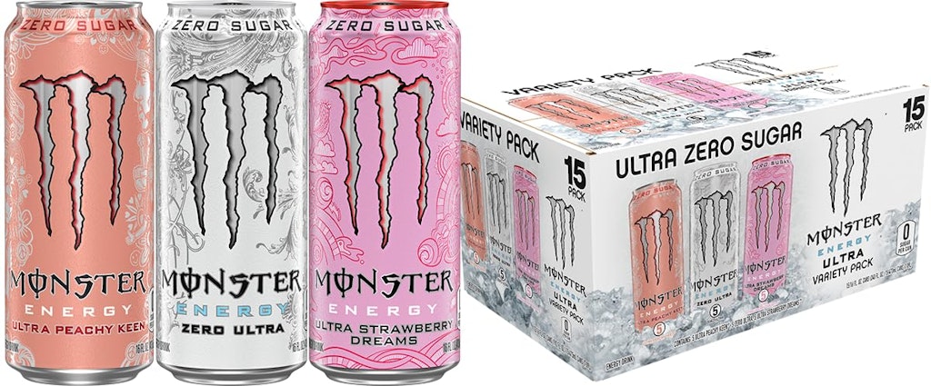 Monster Energy Ultra Variety Pack 16-oz. Energy Drinks 15-Pack: $23 w/ Prime Monster Energy Ultra Variety Pack 16-oz. Energy Drinks 15-Pack: $23 w/ Prime