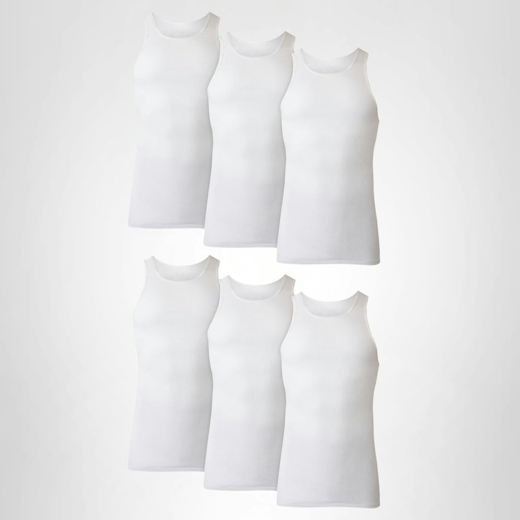 Hanes Men's Cotton Tank Undershirt 6-Pack: $11 w/ Prime
