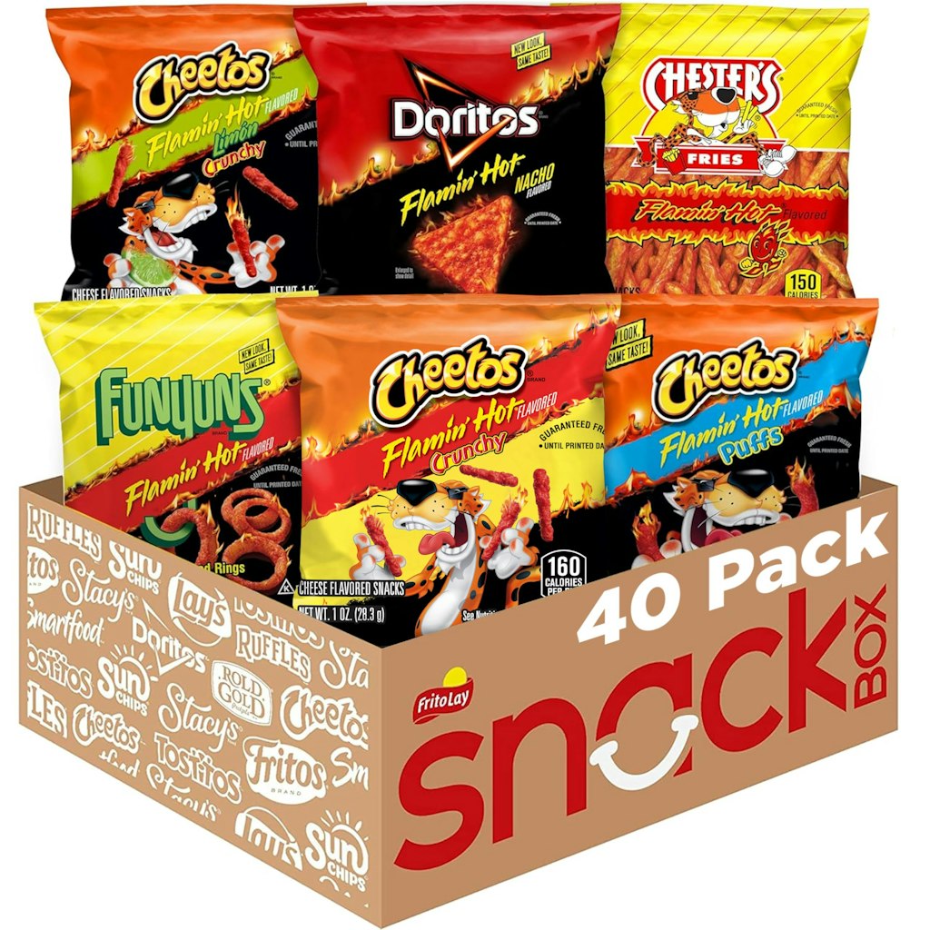 Frito-Lay Flamin' Hot Mix 6-Flavor Variety Pack (40-Count): $15 w/ Prime