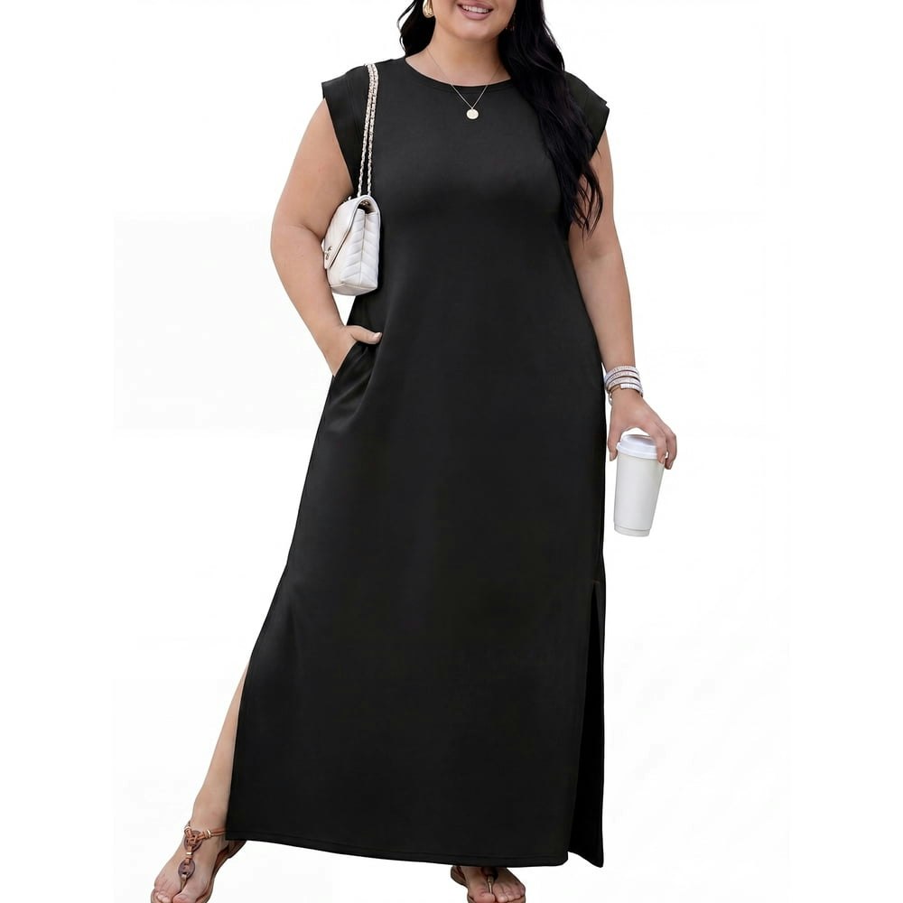 Cueply Women's Plus Size Sleeveless Maxi Dress: $19.79 Cueply Women's Plus Size Sleeveless Maxi Dress: $19.79