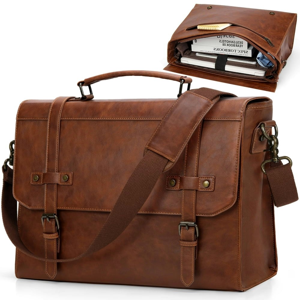 Rainsmore 17-Inch Waterproof Leather Laptop Messenger Bag: $44.99
