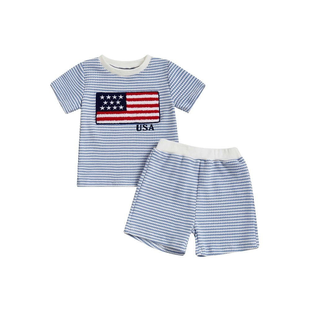 Loicainy Toddler Boys' 4th of July Outfit 2-Piece Set: $12.86