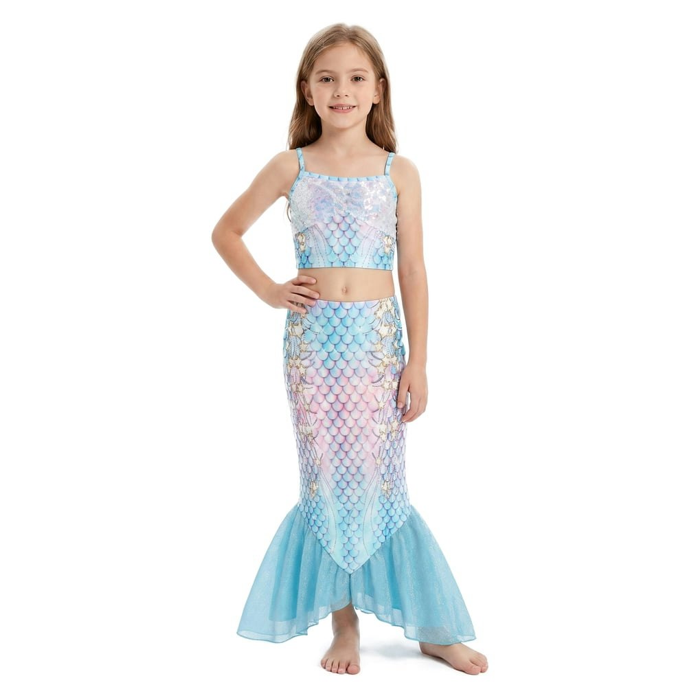 Girls Mermaid 3-Piece Bikini Set: $17.99