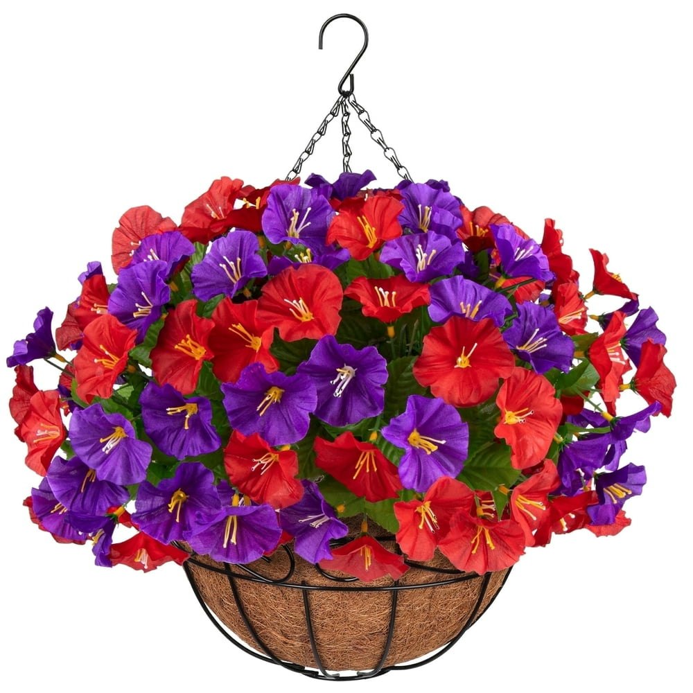 AcerichFad Artificial Hanging Flowers with Coconut Basket 4-Pack: $19.99 AcerichFad Artificial Hanging Flowers with Coconut Basket 4-Pack: $19.99