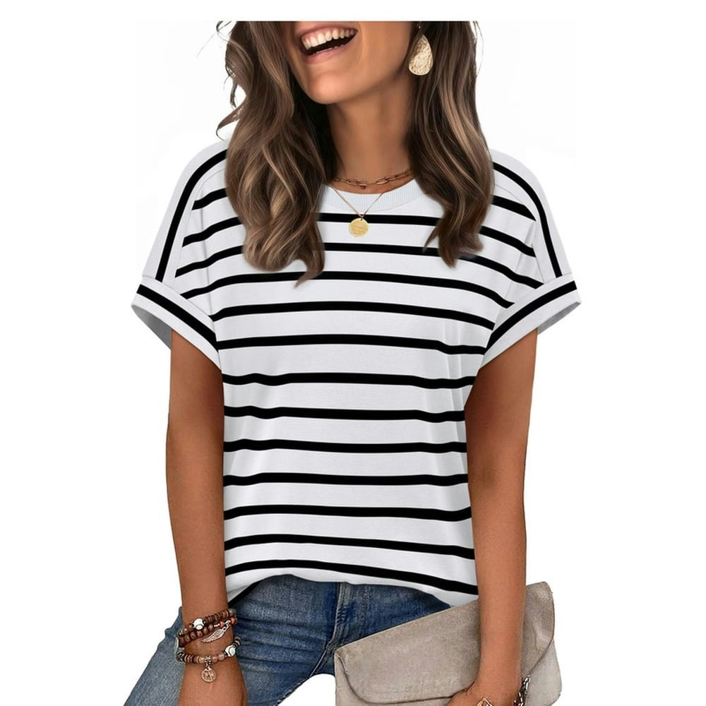Ronuti Women's Short Sleeve Striped T-Shirt: $11.19