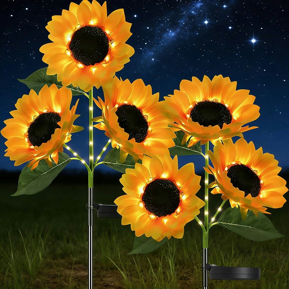 TopZoo 3-Head Solar Sunflower Garden Lights 2-Pack: $18.09