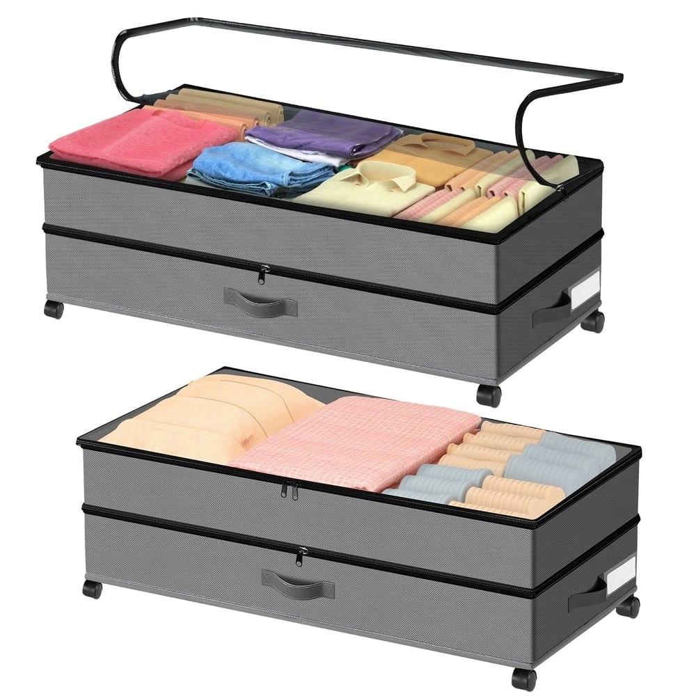 Wlretmci Expandable Under Bed Storage Containers with Wheels 2-Pack: $29.98 Wlretmci Expandable Under Bed Storage Containers with Wheels 2-Pack: $29.98