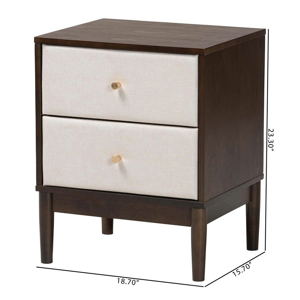 Baxton Studio Nikolai 2-Drawer Wood Nightstand: $109.99