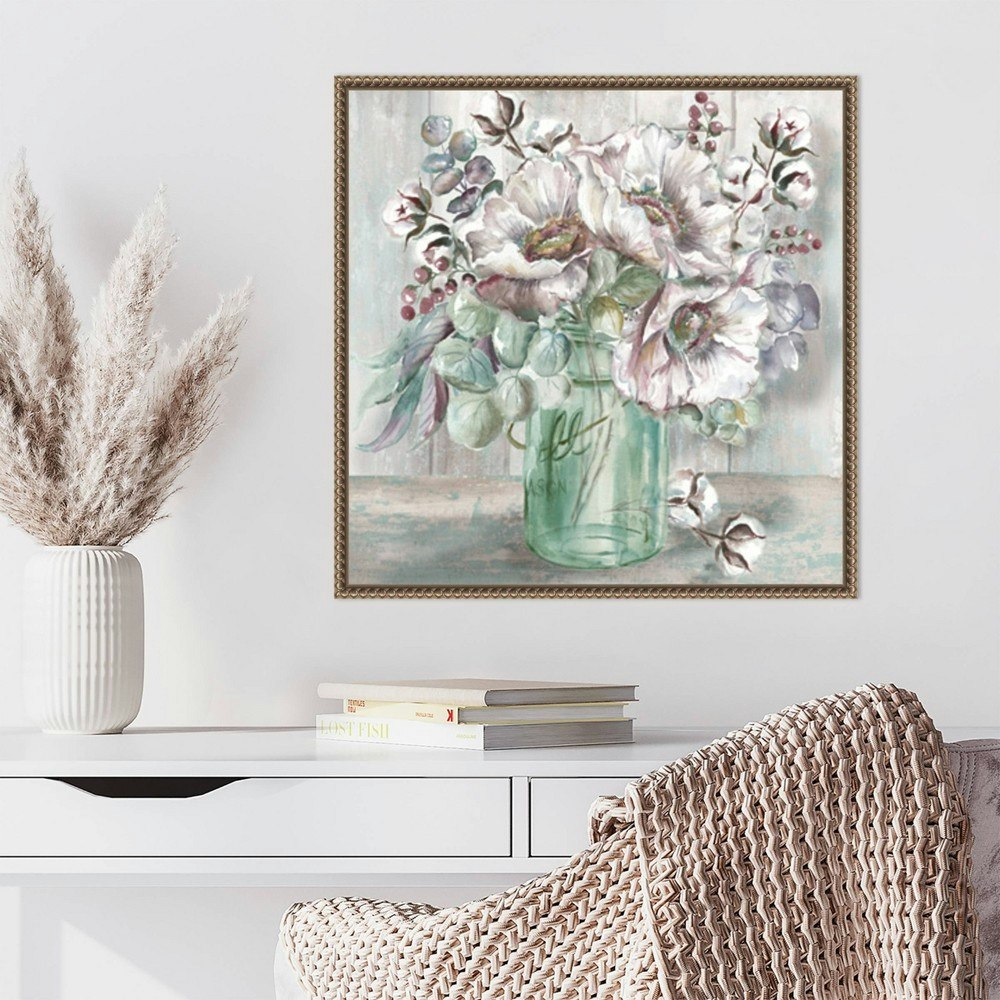Amanti Art Blush Poppies and Eucalyptus in Mason Jar Framed Canvas 22x22-Inch: $83.99 Amanti Art Blush Poppies and Eucalyptus in Mason Jar Framed Canvas 22x22-Inch: $83.99