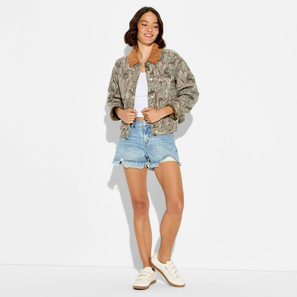 Wild Fable Women's Mid-Rise Curvy Denim Cut-Off Shorts: $20 Wild Fable Women's Mid-Rise Curvy Denim Cut-Off Shorts: $20
