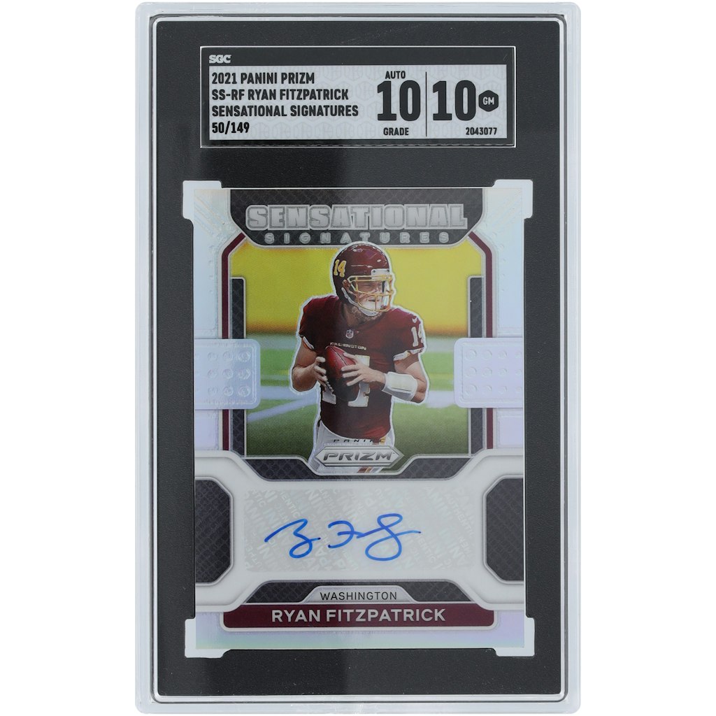 Ryan Fitzpatrick Washington Commanders 2021 Panini Prizm Silver Autographed Card: $149.99 Ryan Fitzpatrick Washington Commanders 2021 Panini Prizm Silver Autographed Card: $149.99